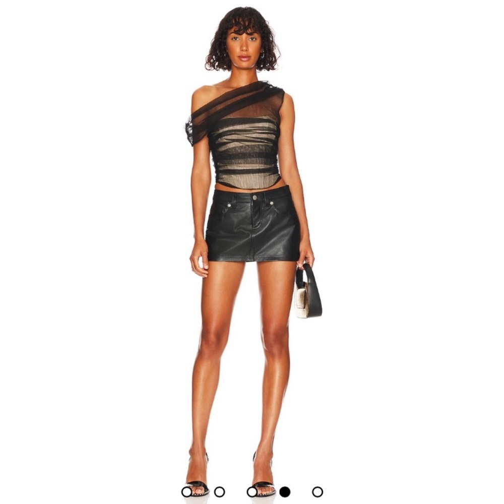 NBD x revolve Yara Black Sheer One-Shoulder corset top - Picture 8 of 8